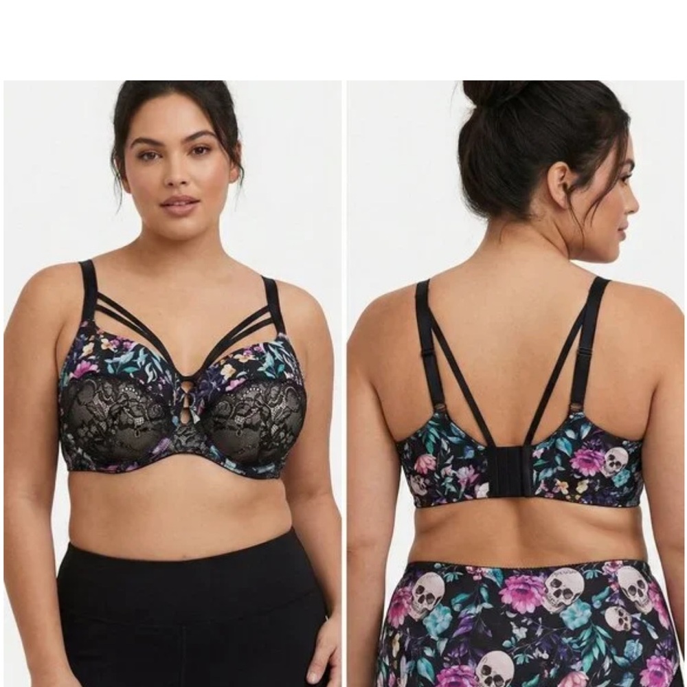 Torrid Floral Lace Strappy Bra